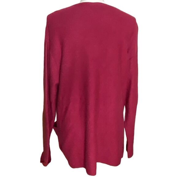 PureJill Wm’s Sz Lrg Maroon Loose Pocket Pin Closed Cardigan - Picture 3 of 5